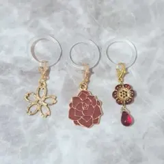 【おまけ付き】3個セット アンブレラマーカー　花　目印チャーム　チャーム　⑤