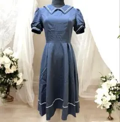 ネイビー 半袖　フレアワンピース　未使用　Sサイズ