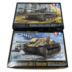 タミヤ 1/48 重戦車タイガーI 初期生産型　駆逐戦車ヘッツァー 中期生産型のサムネイル