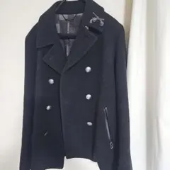 黒 ダブルブレストジャケット ウール混紡