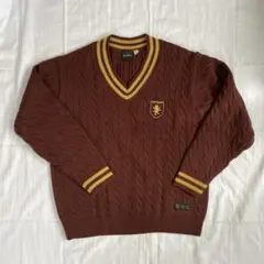 ジーユー　ハリーポッター　ケーブルニット Vネックセーター　グリフィンドール