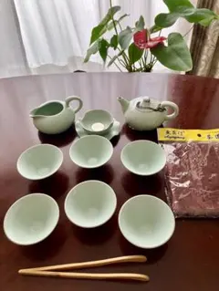♢紫香 銘 青磁 お茶セット - メルカリ