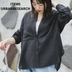 ITEMS URBANRESEARCHシアーポケットシャツ　ブラック 長袖のサムネイル