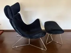 【専用 皿洗いの民さま】1人掛けソファー　オットマン付　ベルベット　ブラック