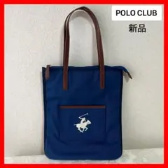 POLO CLUB 新品トートバッグ ネイビー キャンバス A4収納 通勤 通学のサムネイル