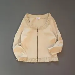 【使用感の少ない 極美品✨フォクシー】フリル ジップカーディガン ベージュ 38のサムネイル