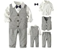 新品未開封フォーマル4点セット チェック柄 110cm