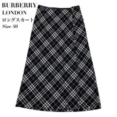 【美品】バーバリーロンドン ロングスカート ベルト付 ノバチェック ウール 40