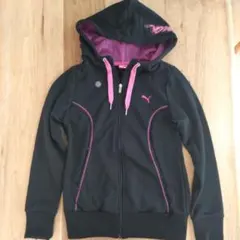 PUMA フード付きジャケット ブラック/ピンク M