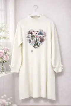 2025AW スーパービューティー　Paris刺しゅうニットワンピース 44