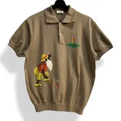 貴重【VINTAGE】90s 刺繍 レトロビンテージ コットンニットポロ 古着