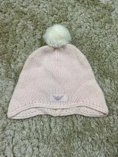 ARMANI BABY ニット帽子 ベビーピンク　サイズII