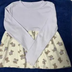 テディベア柄フレアチュール 　長袖カットソー120㎝