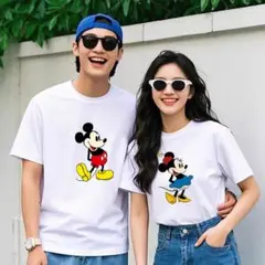 一度も使用していない ミッキー＆ミニー プリント 半袖 T シャツ BX130