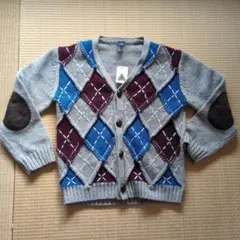 Baby GAP アーガイル カーディガン 肘パッチ付き　100 グレー