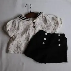 OREN セーラー襟ドット柄シャツとショートパンツセット