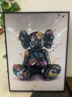 水晶絵 KAWS アートパネル カウズ 立体 絵画 キラキラ アート 壁掛け