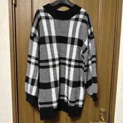 INGNI イング チェック柄オーバーサイズニットワンピース ブラック Mサイズ