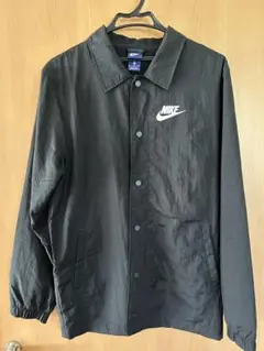NIKE ビッグスウォッシュコーチジャケット黒ハイブリッド ウーブン