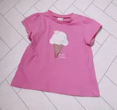 petit main 接触冷感 モチーフ 半袖 Tシャツ 80 トップス ピンク