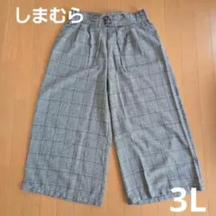 チェック柄 ガウチョパンツ ウエストゴム 3L