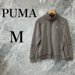PUMA メンズ M グレー トラックジャケット ロゴ刺繍 古着 Y2K