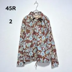 ​美品✨45R 総柄 花柄 長袖シャツ ブラウス 2 M 45rpm 綿100のサムネイル