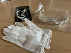 シルバー ティアラ グローブ ネックレス セット　ウェディング　ブライダル