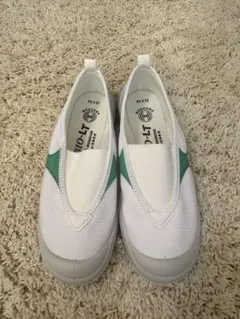 ムーンスター　上履き 22.0cm ホワイト/グリーン