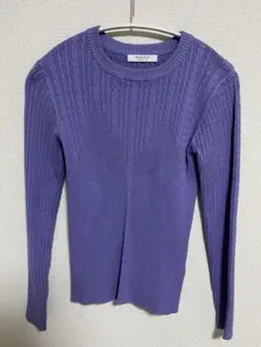 ROSEBUD パープル ケーブルニット 長袖セーター
