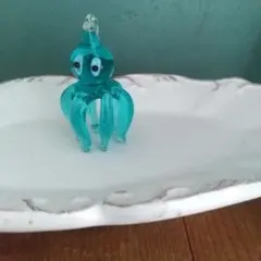 新品　ガラス製オーナメント　タコ　水色　サンキャッチャー　オクトパス