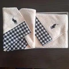 Ralph Lauren ハンドタオルフェイスタオルセット 2枚 ベージュ/黒