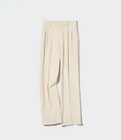 UNIQLO タックワイドパンツ　ツータック　丈標準　クリーム　L