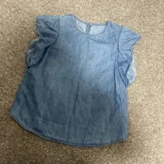 【新品未使用に近い】GU トップス デニム風　袖フリル