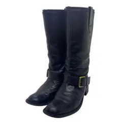 マーガレットハウエル　22.5 ベルト付き ロング ブーツ レザー ブラック 黒