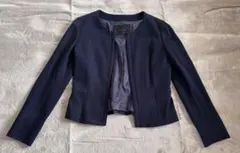 美品　UNTITLED ノーカラージャケット3 細身　ネイビー セレモニー　通勤