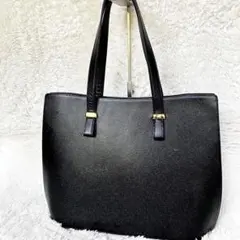 【美品】キタムラ　トートバッグ　自立　A4収納可　ブラック　レザー　ビジネス