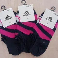 adidas　スニーカーソックス　3足　22-24cm