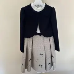 フォーマルワンピース ネイビー×グレー