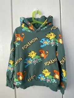 ポケモン フード付きパーカー グリーン