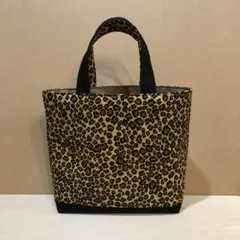ミニトートバッグ　ヒョウ柄　茶　レオパード　 ハンドメイド