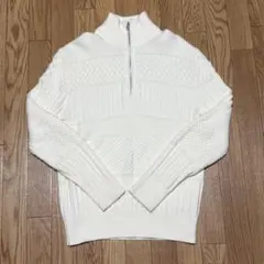 H&M ハーフジップ ケーブルニット セーター アイボリー US S