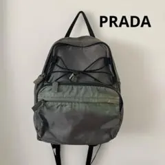 PRADA【プラダ】ビンテージ　リュック　オリーブ系　三角プレート