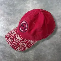 古着スーベニアキャップNYC NEW YORK CITY 刺繍ロゴ2トーン赤のサムネイル