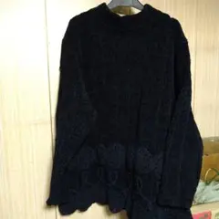 【新品】半額以下　ふわモコのチュニック風ニット(黒色)　L〜LLサイズ