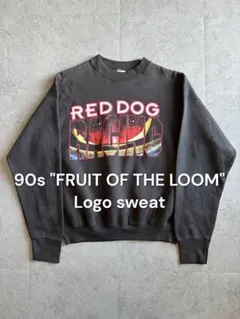 90s フルーツオブザルーム ロゴスウェット ブラックメキシコ製 RED DOG