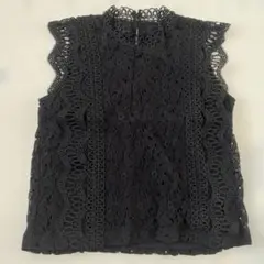 ブラック フラワーレース ノースリーブ