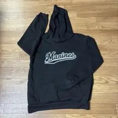千葉ロッテマリーンズ　 ブラックスウェットパーカー size Free