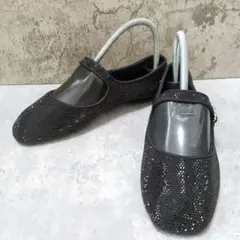 【新品未使用訳あり】ZARA ビジュー バレエシューズ アンクルストラップ35