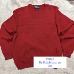 00s POLO Ralph Lauren レッド ニット セーター コットン